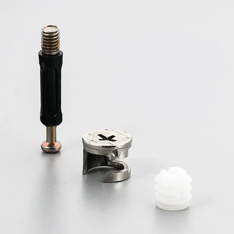 Vis d'Assemblage Meuble 3-en-1 (Boulon + Cam + Goujon) pour Armoire, Étagère, Panneau – Fixation Démontable 100ps - Photo