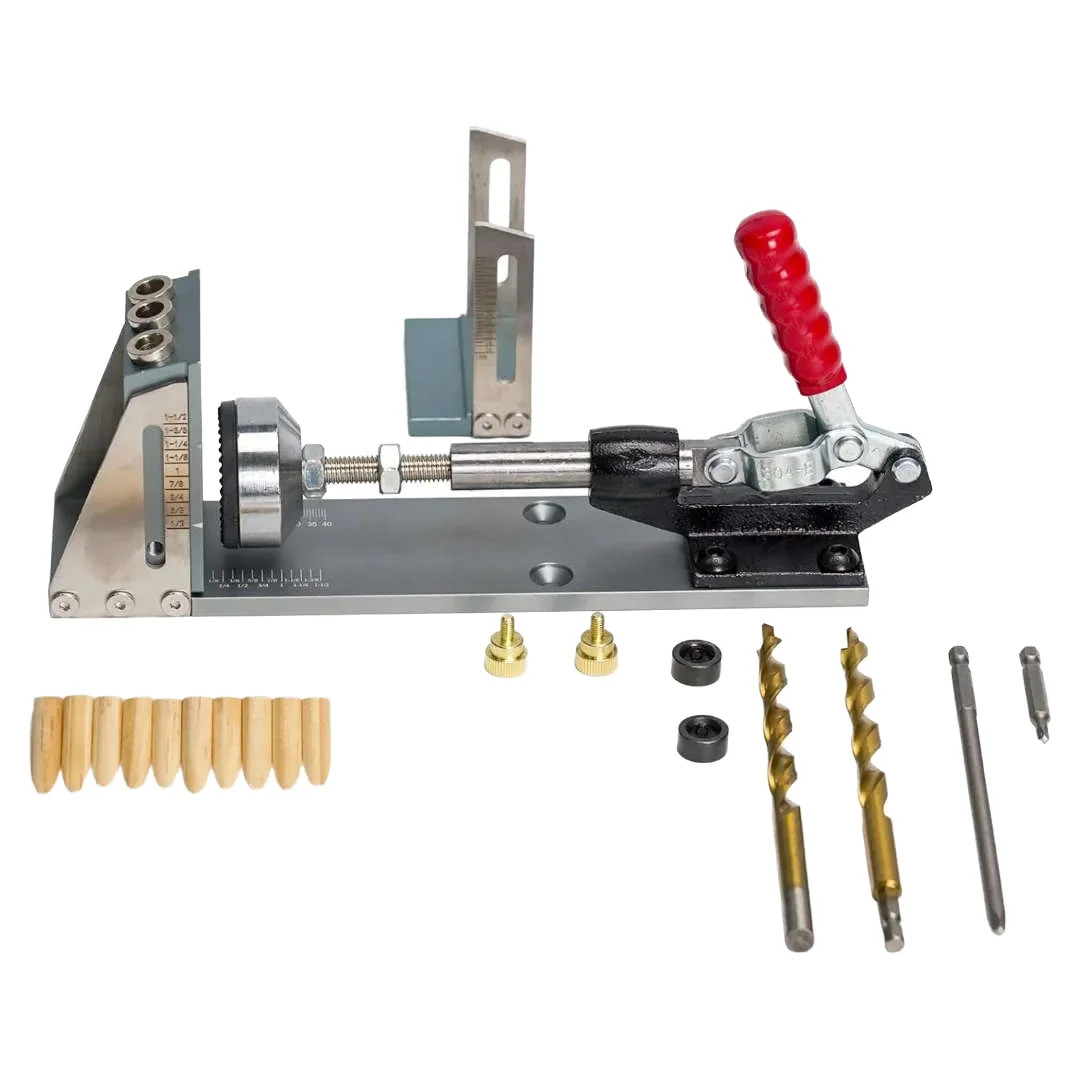 Kit Gabarit de Perçage d'Angle et Trou de Poche 3-en-1 (ou 3 Trous) pour Cheville et Vissage Invisible