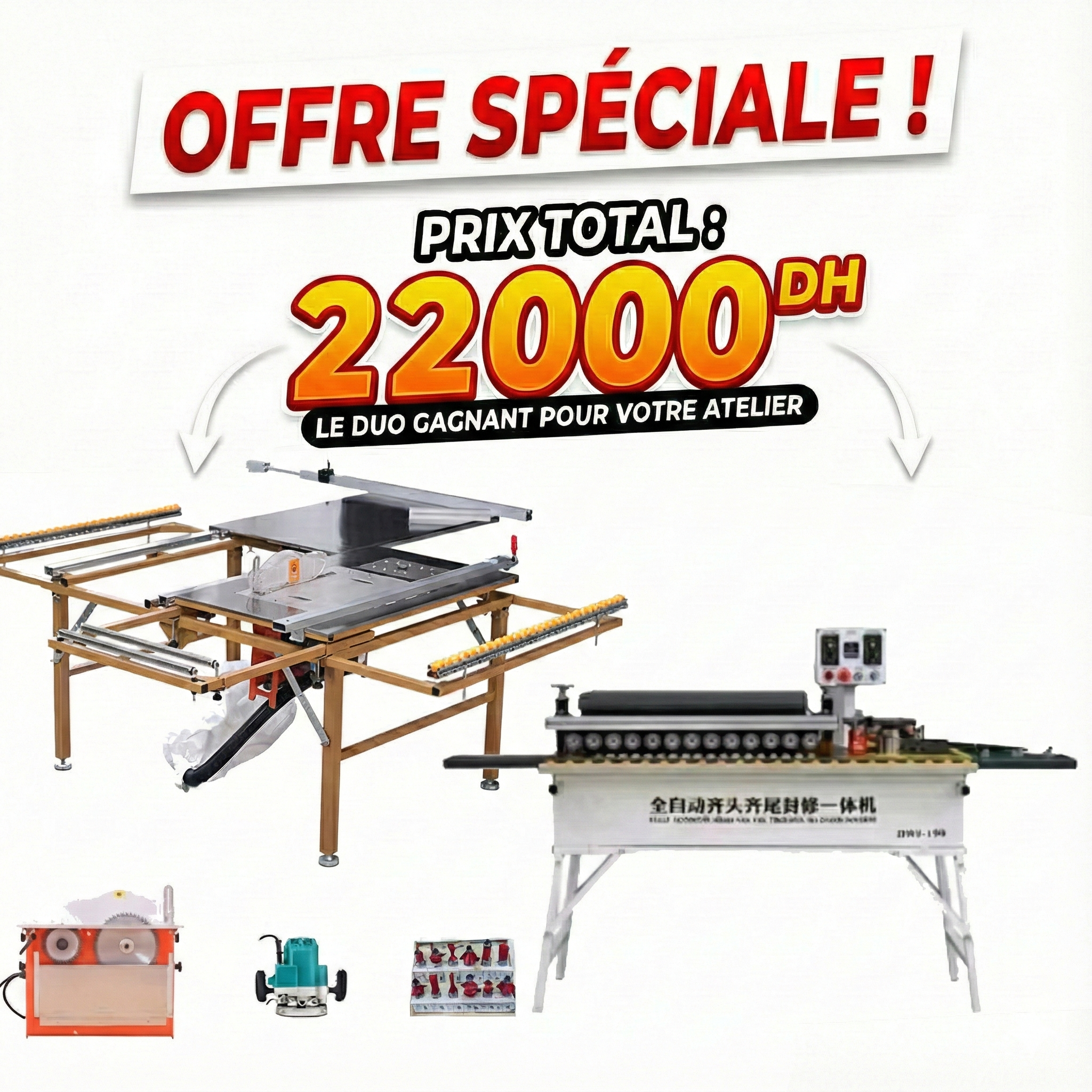 Pack Équipement Bois – Plaqueuse Automatique & Scie Double Lame